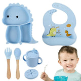 Dino Tablewear Set™ - Sæt med 7 dele - Spisesæt til børn i silikone