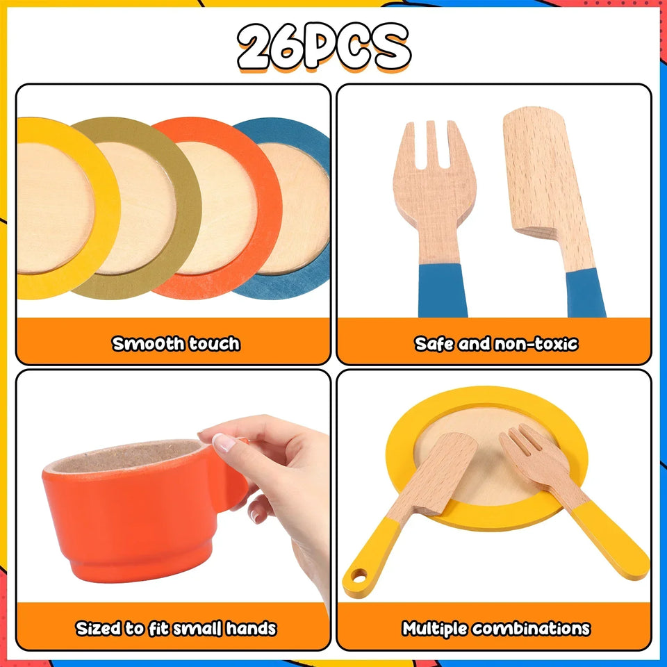 Woods™ - Kreativ & lehrreich - Holzküchen-Spielset Kind