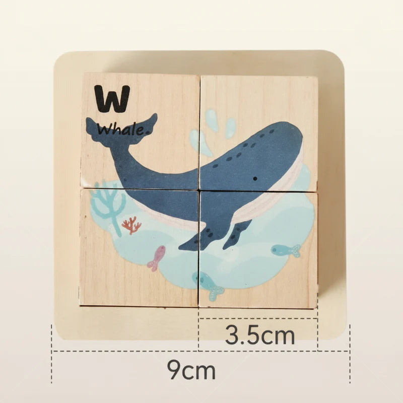 WoodMind – Kreativ & lehrreich – 6-in-1 Montessori-Tier-Holzpuzzle