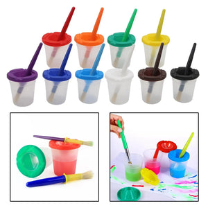 Anti-Spill Paint Cups™  - Unkompliziertes Farbabenteuer - Kindermalbecher mit Deckel und Pinsel