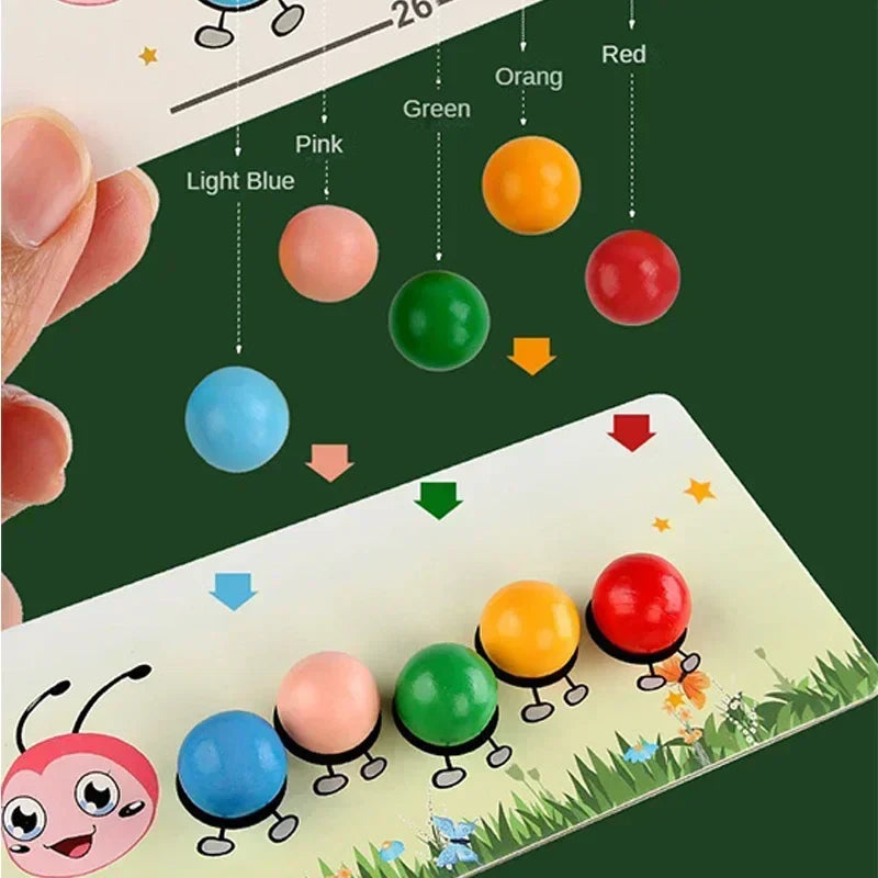 Wooden Clip Beads™ – Bunter Bewegungsspaß mit Raupe – Malen & Motorik Spielzeug