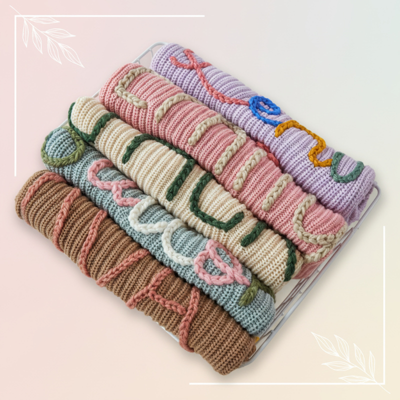 TinyStitch – Personalisierter Strickpullover mit Namen für Kinder
