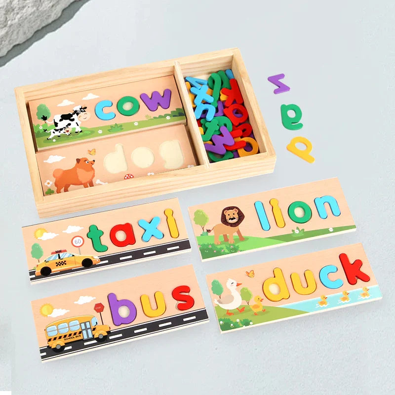 AlphaPuzzle – Englische Vokabeln lernen – Holz-Buchstabierpuzzle