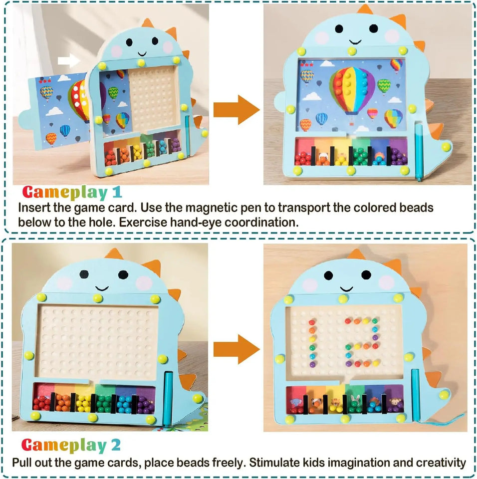 Bead Puzzle™ – Sjov sortering i labyrint – Magnetiske kugler i træ Puzzle