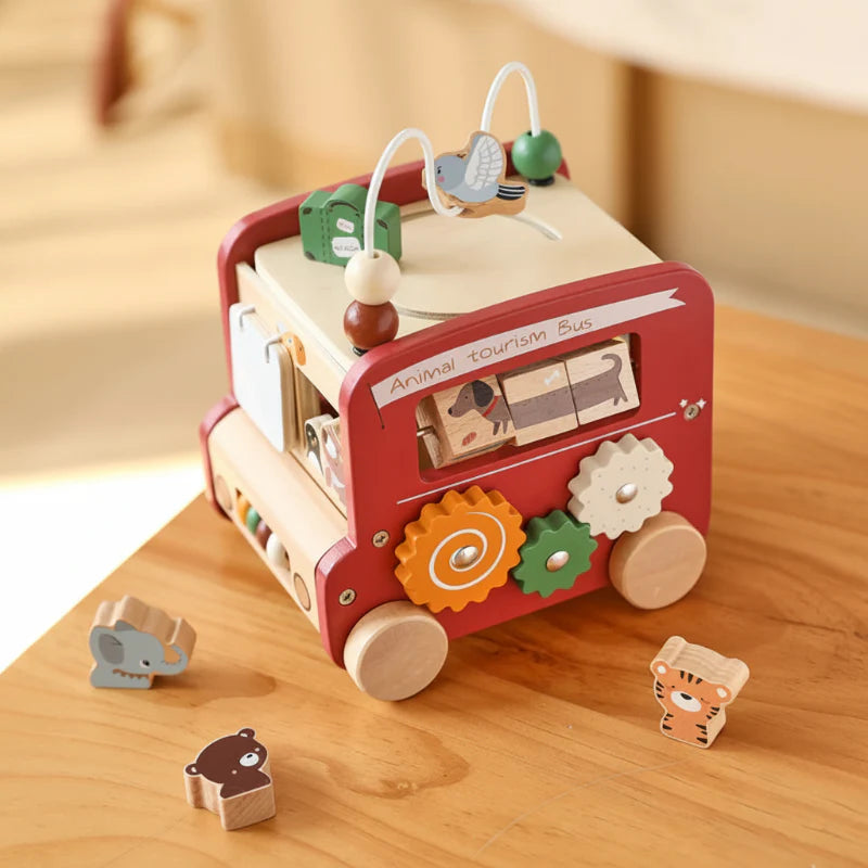 BusyRide – Lehrreich & vielseitig – Montessori-Aktivitätenbus aus Holz