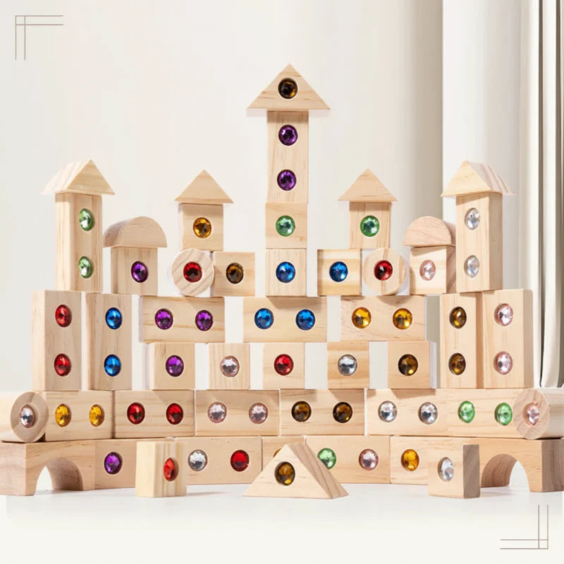 Rainbow Gem Stacking Blocks – Kreativ & lehrreich – Stapelblock-Set aus Holz