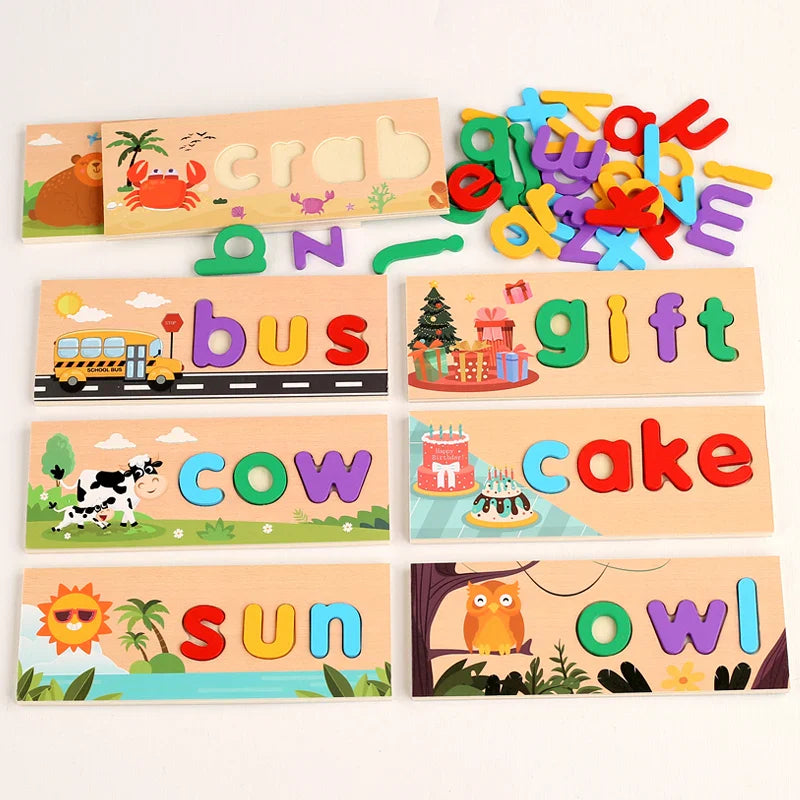 AlphaPuzzle – Englische Vokabeln lernen – Holz-Buchstabierpuzzle