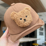 Mini Fashion - Cool & sød - Corduroy børnehat med bjørn